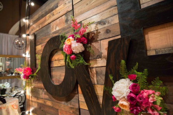 Reclaimed Barn Wood Wall with Monogram Letters