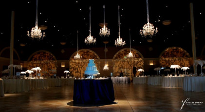 12 Light Crystal Chandeliers, GOBO Washes, and a Cake Spotlight