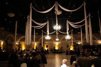 12 Light Crystal Chandeliers with Drapery Swags