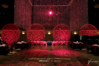 12'x12' Beaded Crystal Chandelier, GOBO Washes, and a Custom Monogram GOBO