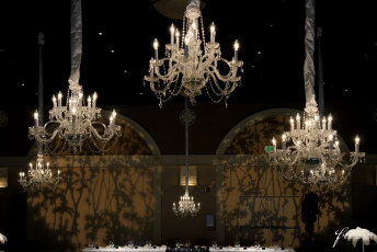 12 Light Crystal Chandeliers and GOBO Washes