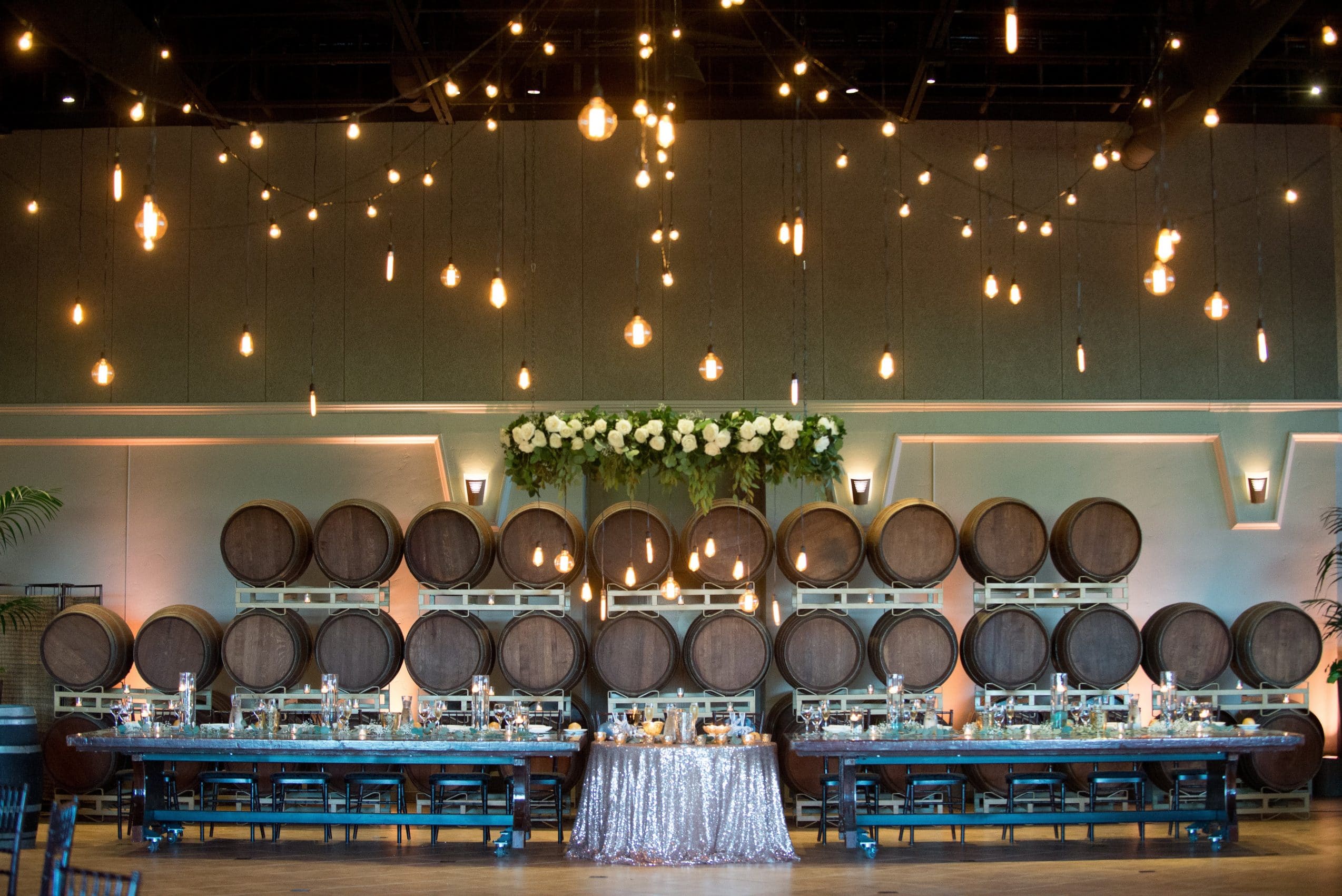 Livermore wedding - wine barrels at Palm Event Center