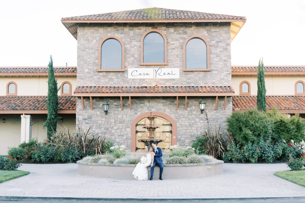 Bride and Groom outside of Casa Real in Livermore, California