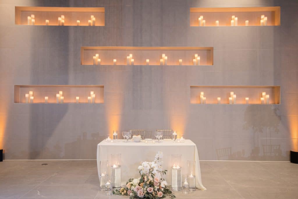 Sweetheart table with candles 