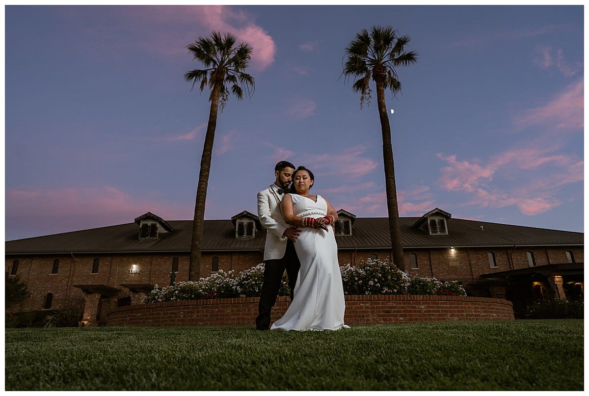 sunset portrait of Nancy and Aakash