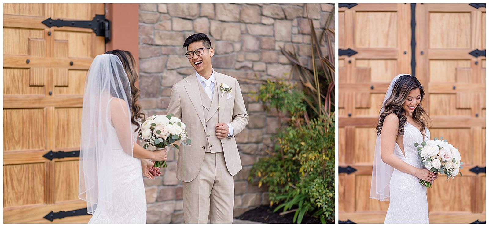 Bride and Groom first look Casa Real Wedding