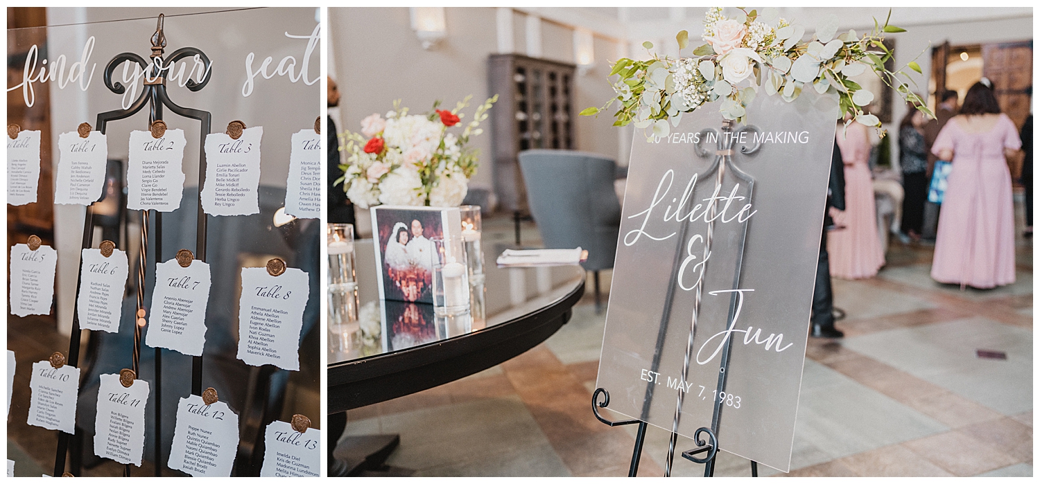 escort cards and welcome sign 