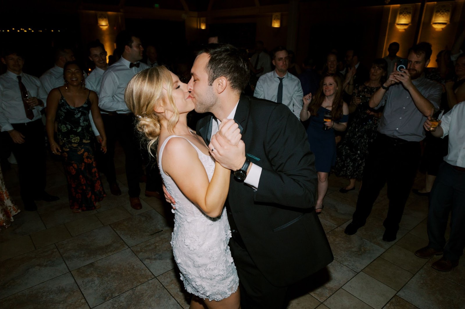 bride and groom dancing 