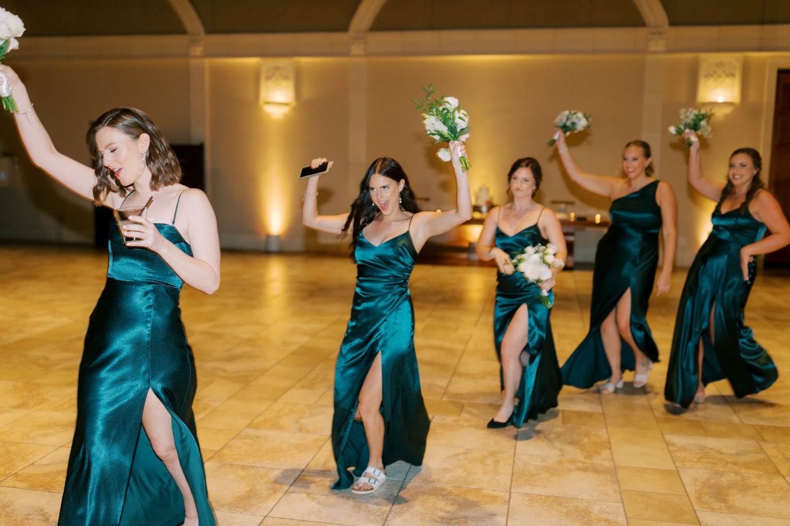 bridesmaids entering reception 