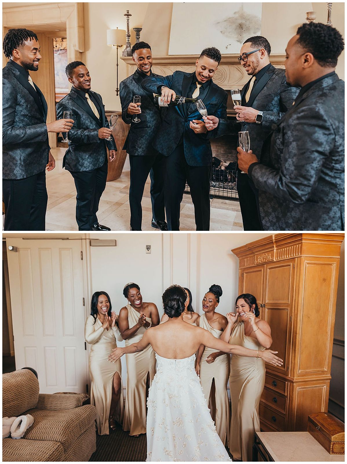 bride and groom getting ready 