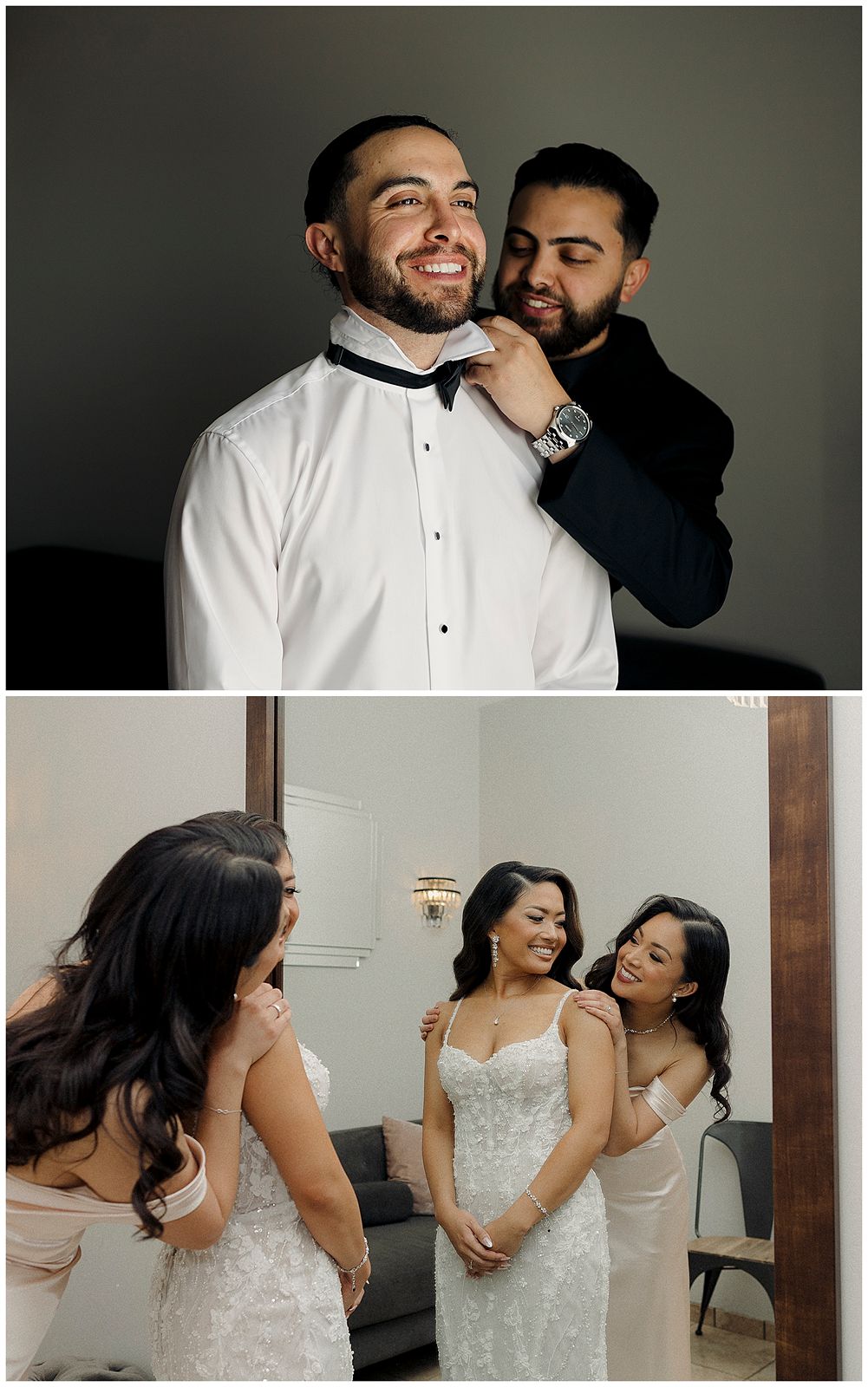 bride and groom getting ready 