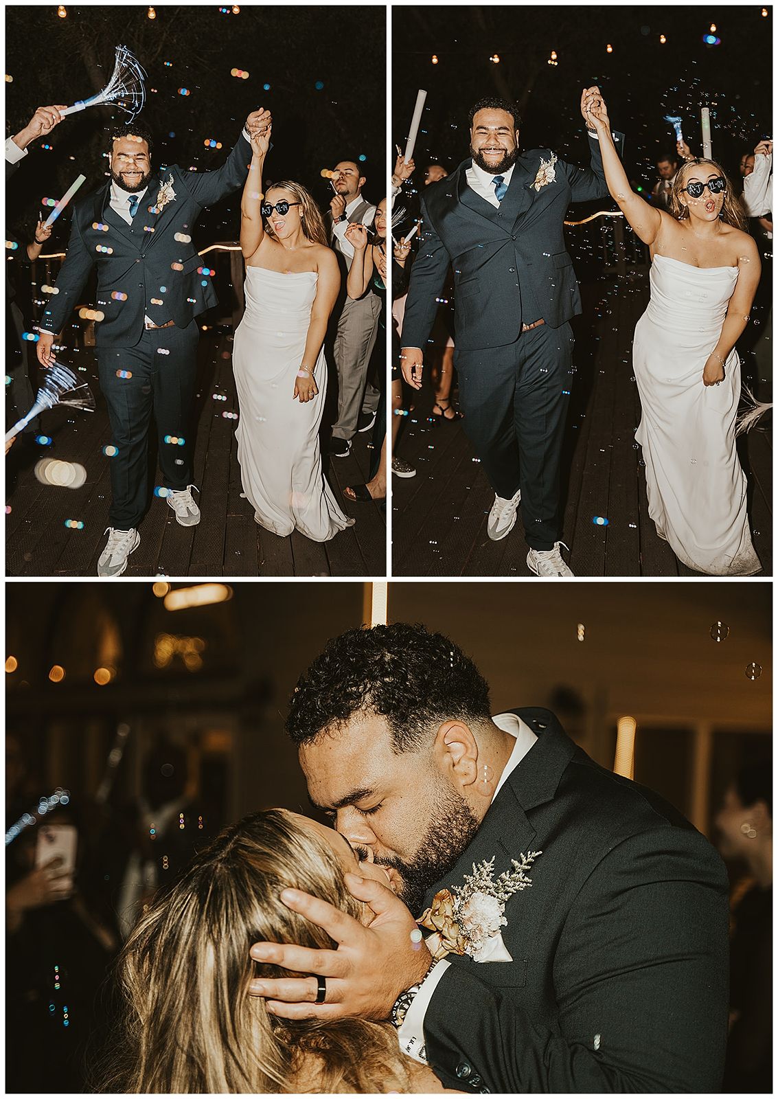 couple leaving their reception