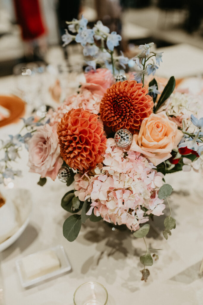 disco wedding florals